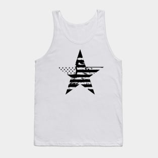 USA Flag White Grunge Star Tank Top